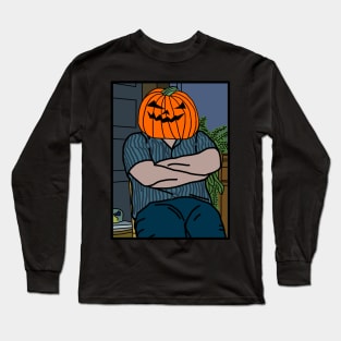 Halloween Horror Irish Uncle Memes Pumpkin Head Long Sleeve T-Shirt